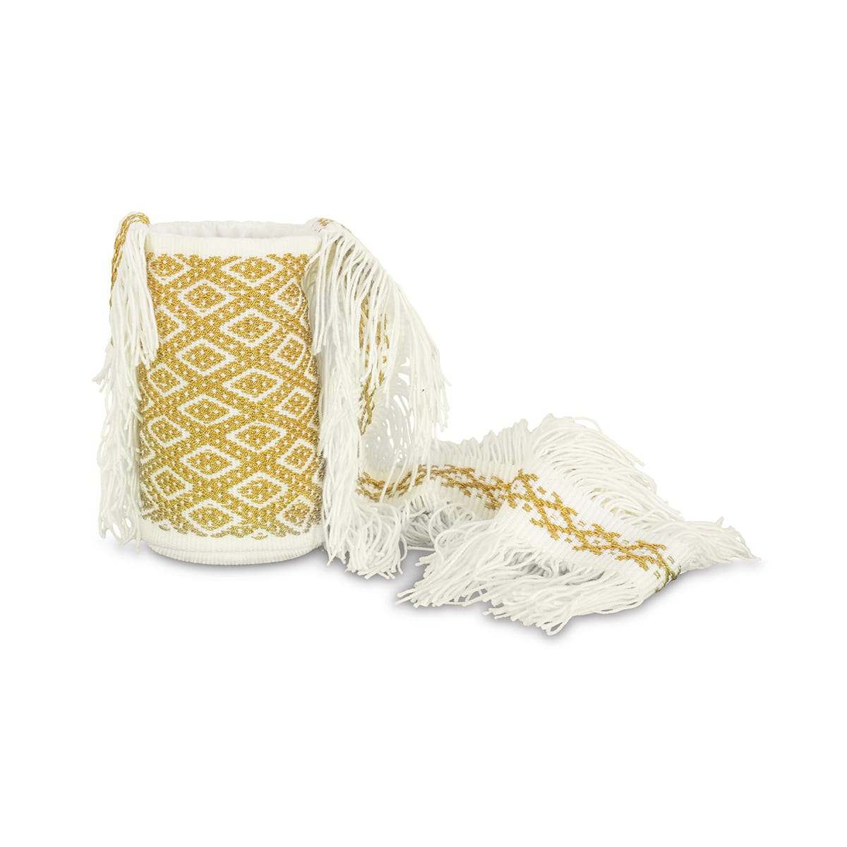 Artisan Loom Handwoven Bag basket Beige and Gold