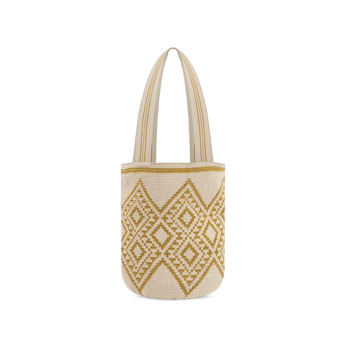 Extra Large Wayuu Handmade Crochet Beach Bag Star Beige and Gold