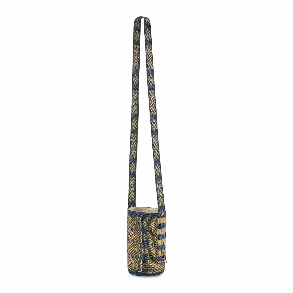 Handcrafted Beaded Bag Gold Dark Blue