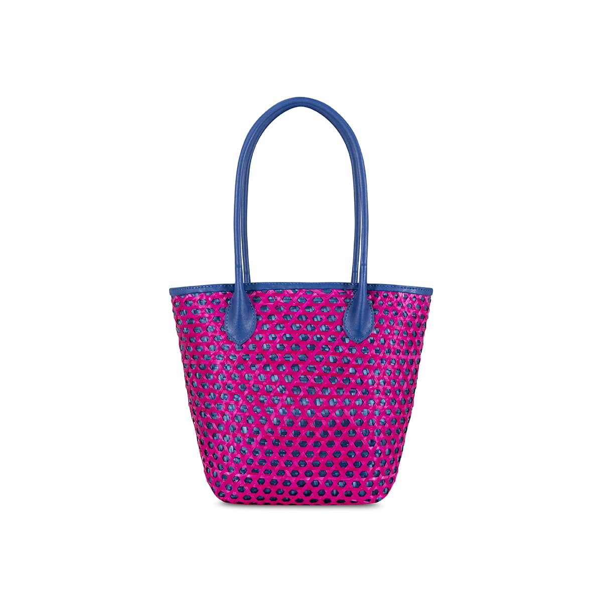 Eperara Handwoven Basket Purse Bag blue fuccia large