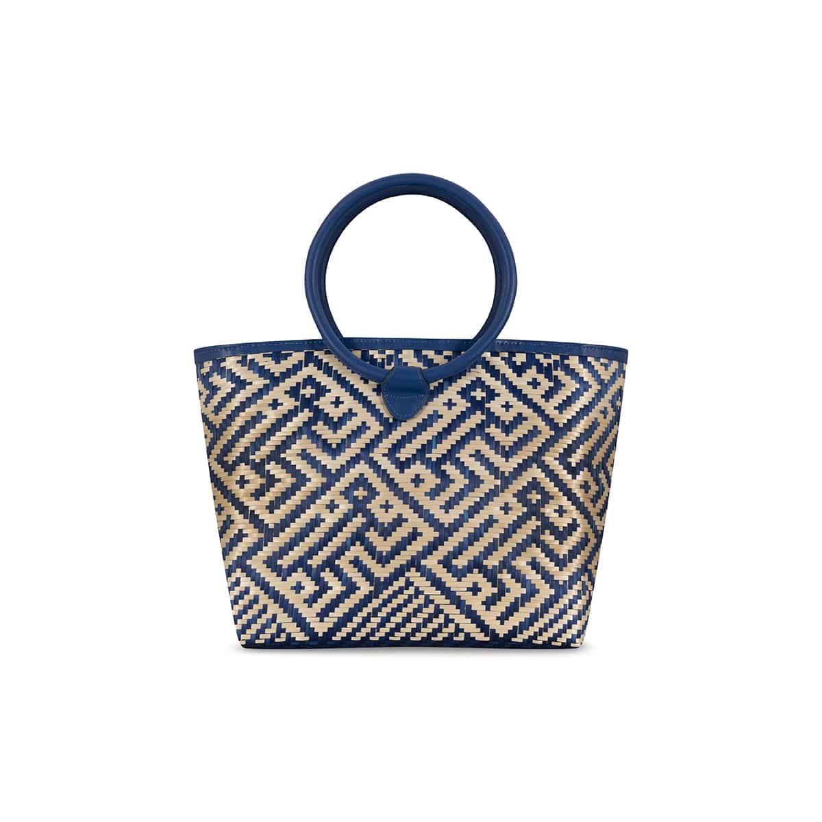 Eperara Handwoven Basket Purse Bag monkey gold blue large