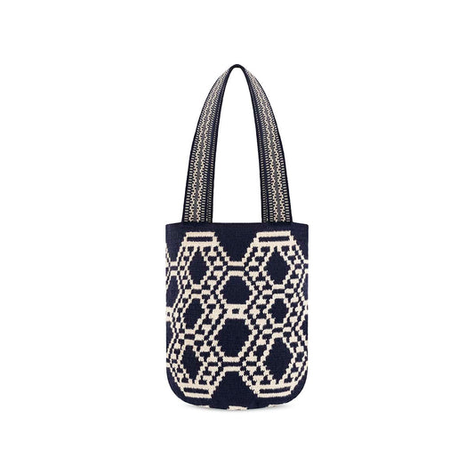 Extra Large Wayuu Handmade Crochet Beach Bag Dark blue and Beige