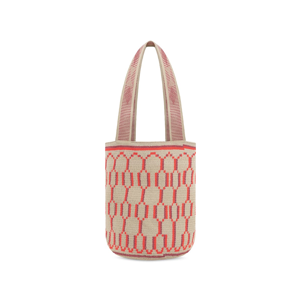 Extra Large Wayuu Handmade Crochet Beach Bag Orange and Pink