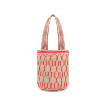 Extra Large Wayuu Handmade Crochet Beach Bag Orange and Pink