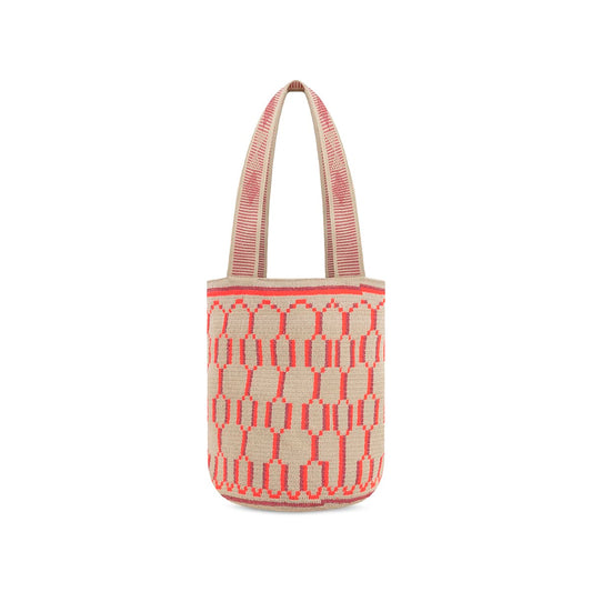 Extra Large Wayuu Handmade Crochet Beach Bag Orange and Pink