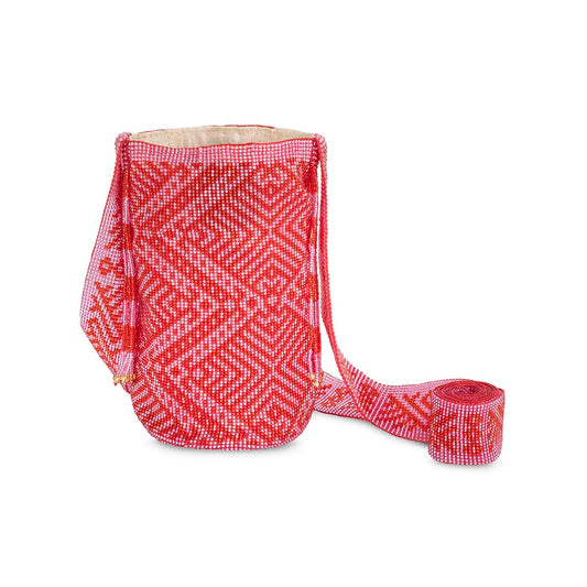 Handcrafted Beaded Bag Red and Pink