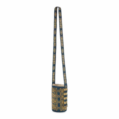 Handcrafted Beaded Bag Gold Dark Blue