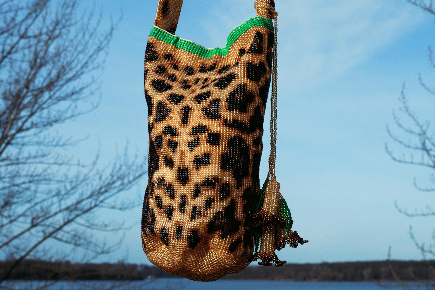 Handcrafted Beaded Bag jaguar