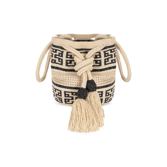 One-Thread Wayuu Crossbody Bag Black and Beige small