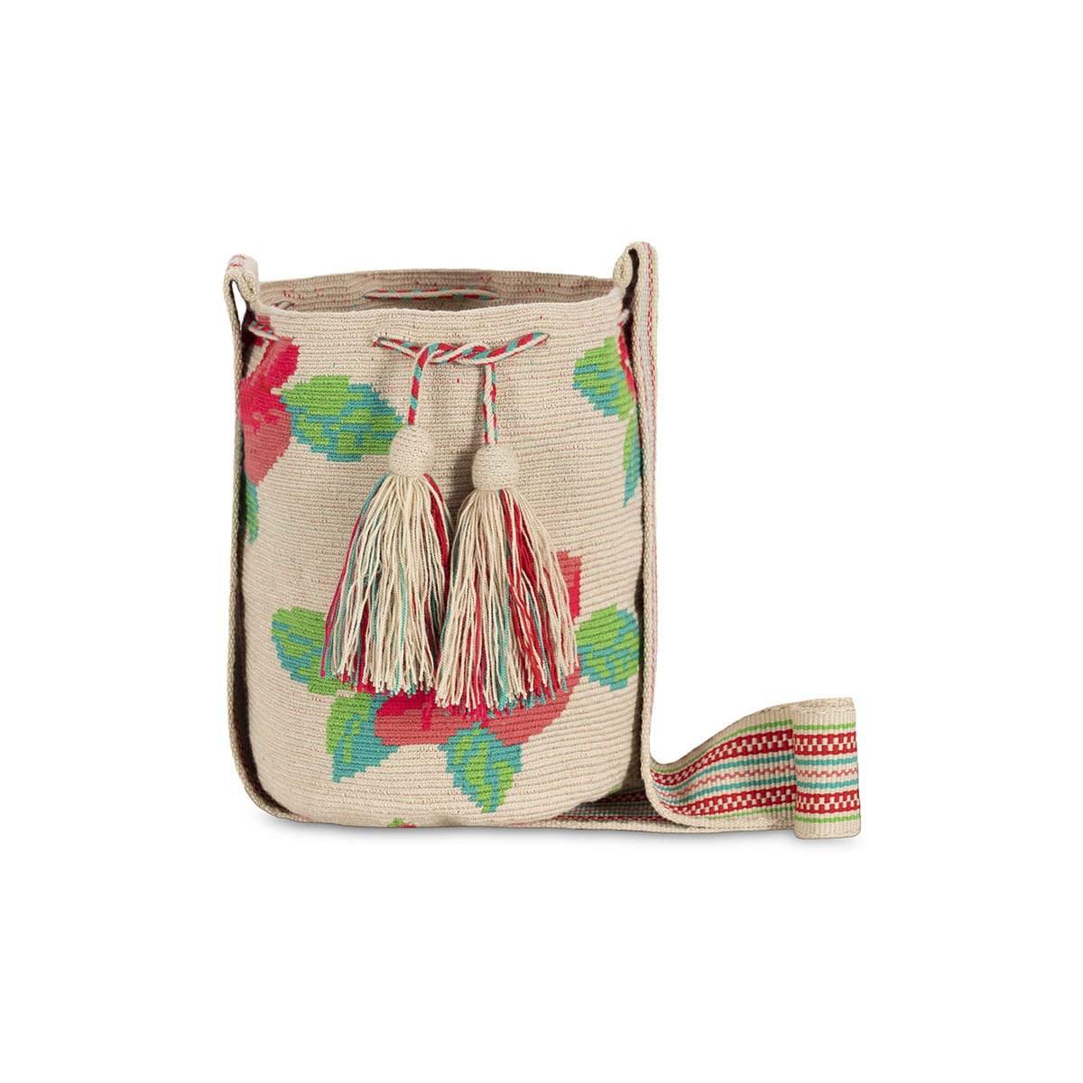 One-Thread Wayuu Crossbody Bag Rose Flower Medium