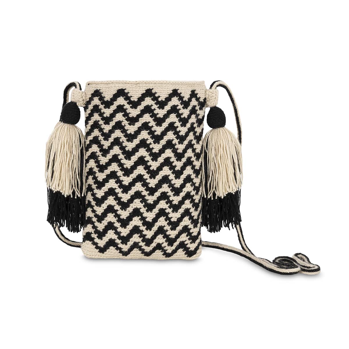 Wayuu Beige & Black Phone Holder Bag
