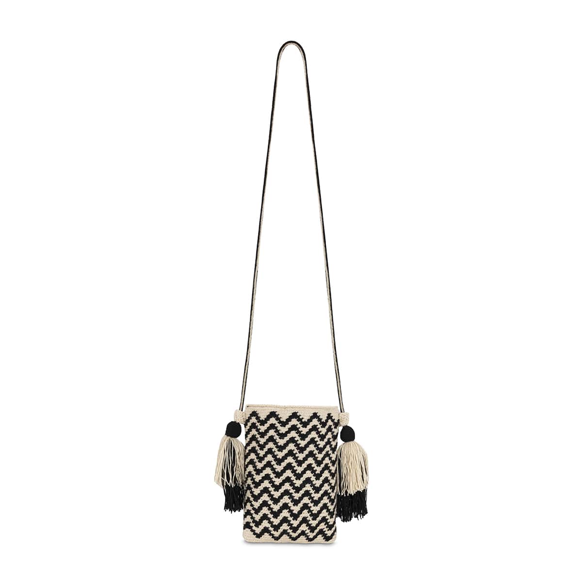 Wayuu Beige & Black Phone Holder Bag