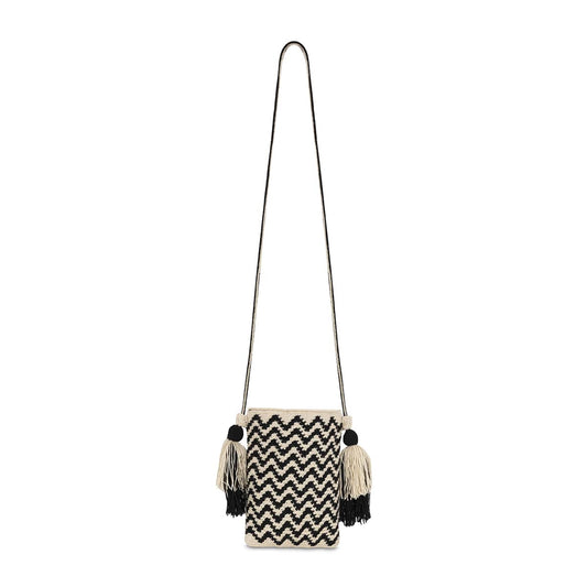 Wayuu Beige & Black Phone Holder Bag