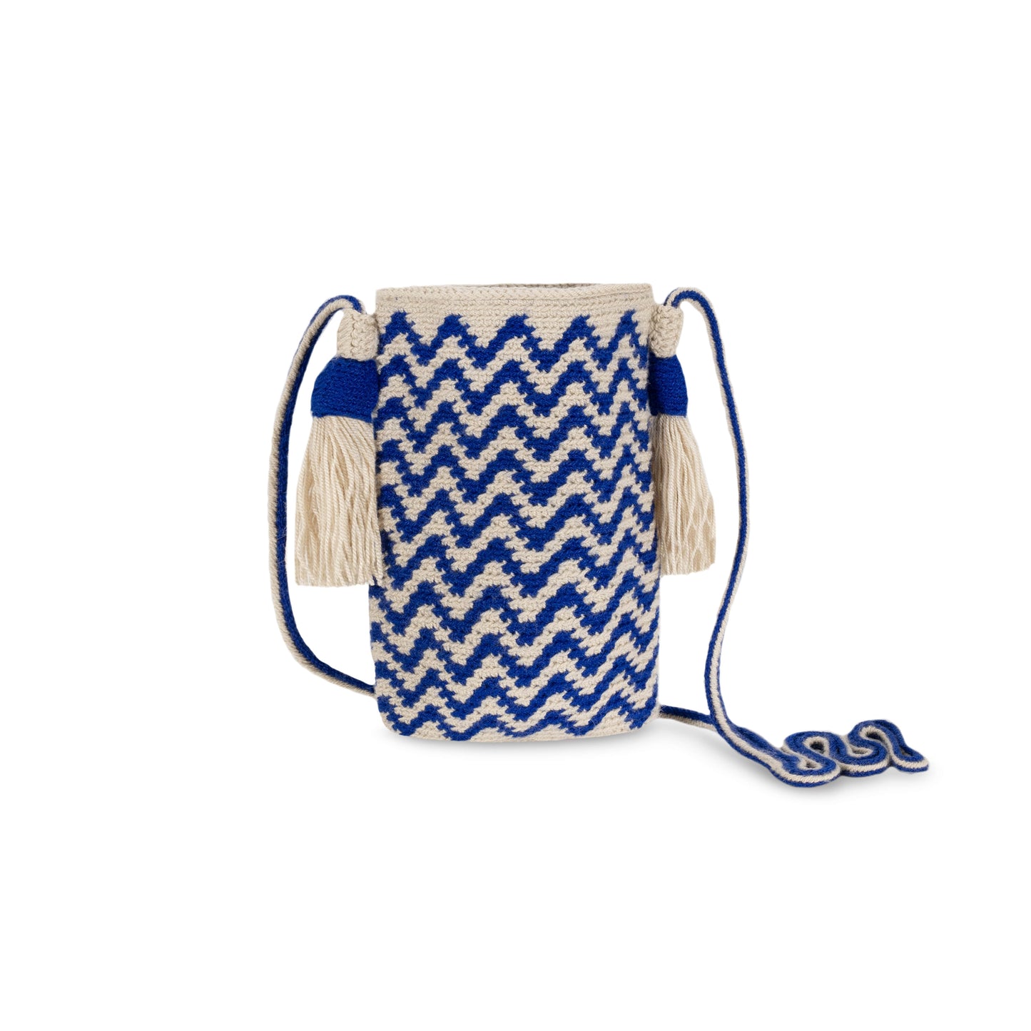 Wayuu Blue & Beige Phone Holder Bag