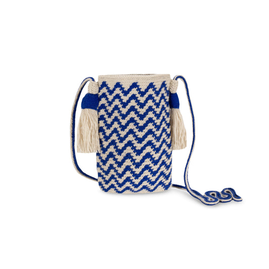 Wayuu Blue & Beige Phone Holder Bag
